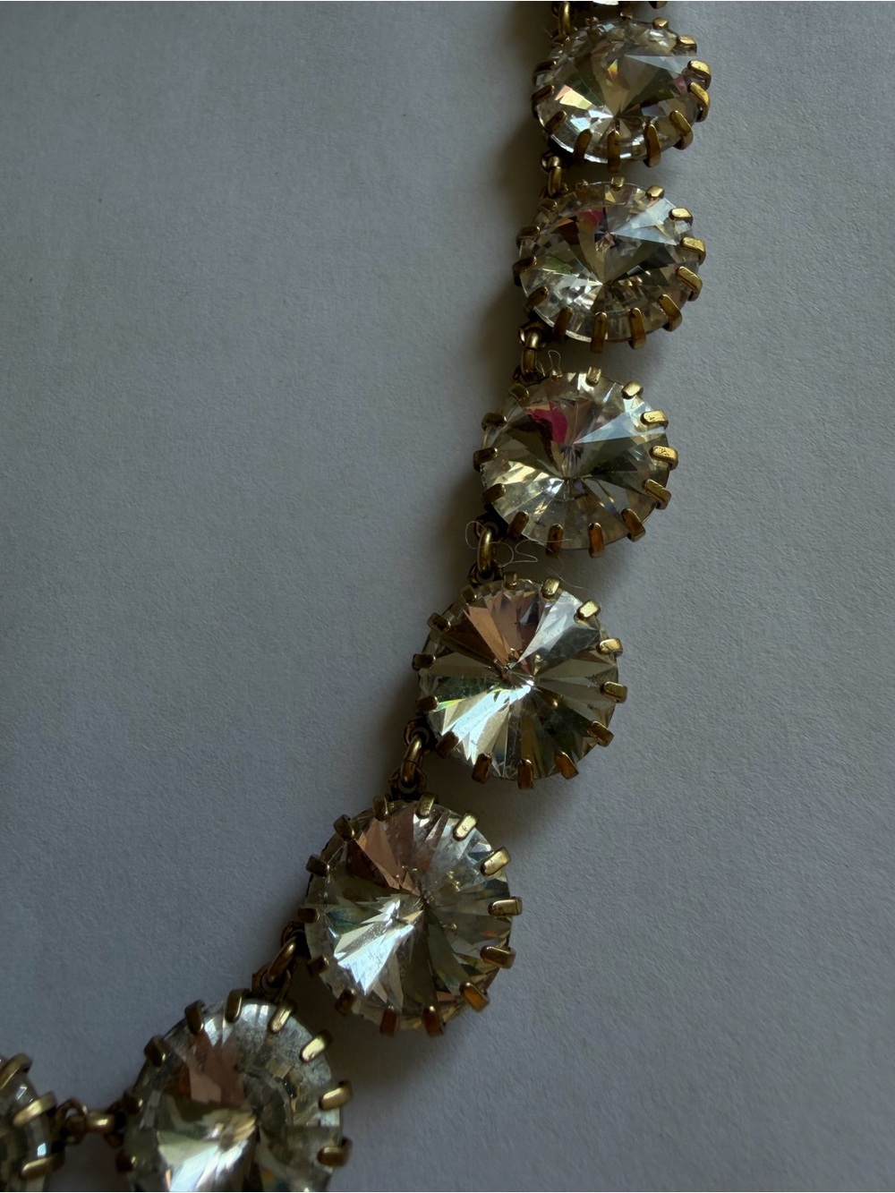J. Crew Gold-Tone Necklace with Clear Faceted Stones vintage elegant - Picture 3 of 4